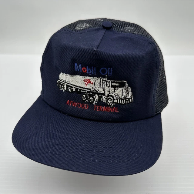Vintage Mobil Oil Tanker Truck Blue Adjustable Trucker Hat “Atwood Terminal”