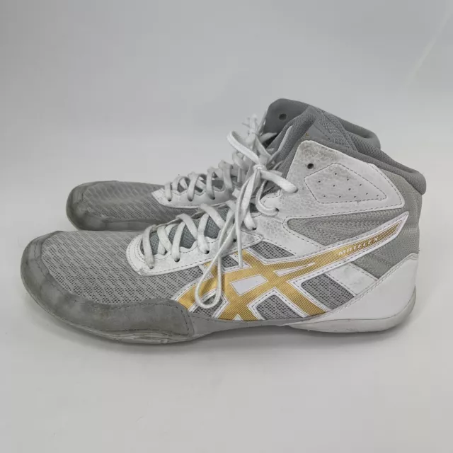 Asics Matflex 6 Wrestling Boxing Shoes Glacier Gray Gold 1081A021 Mens Sz 9.5