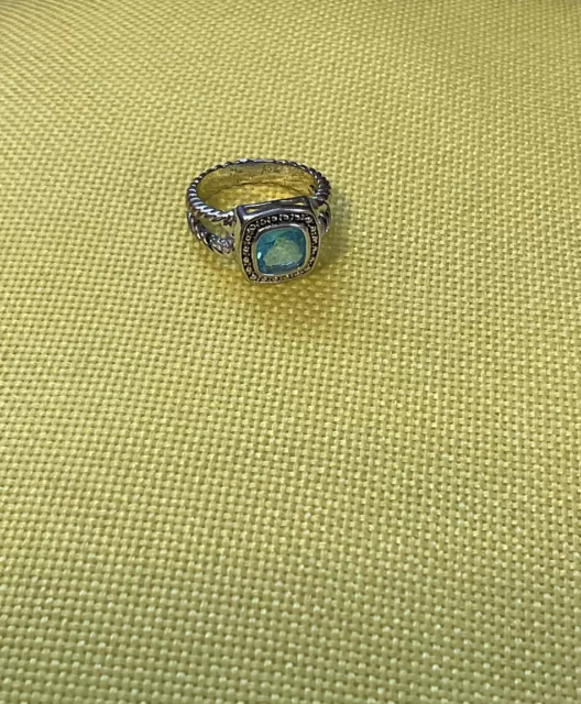 PARK LANE Aqua Stone set in Twisted Band Size 9