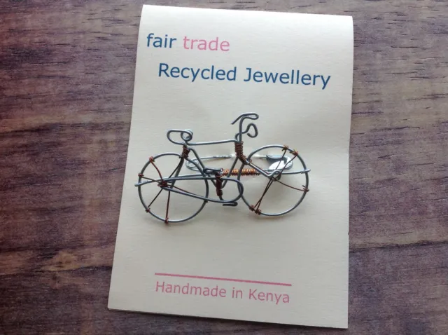 Recycled Wire Bicycle / Bike Pin Brooch from Kenya Fair Trade Eco Accessories 2