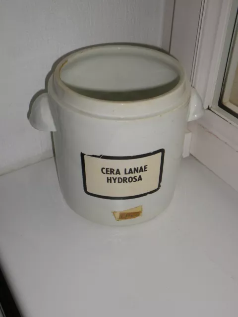 Pharmazie Apotheker Gefäß Apothehe Alt Keramik Topf Cera Lanae Hydrosa Vintage