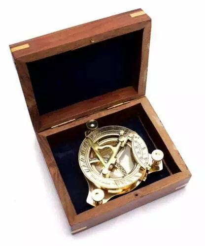 Brass Marine Nautical Sundial Compass West London Maritime With Anchor Box 2