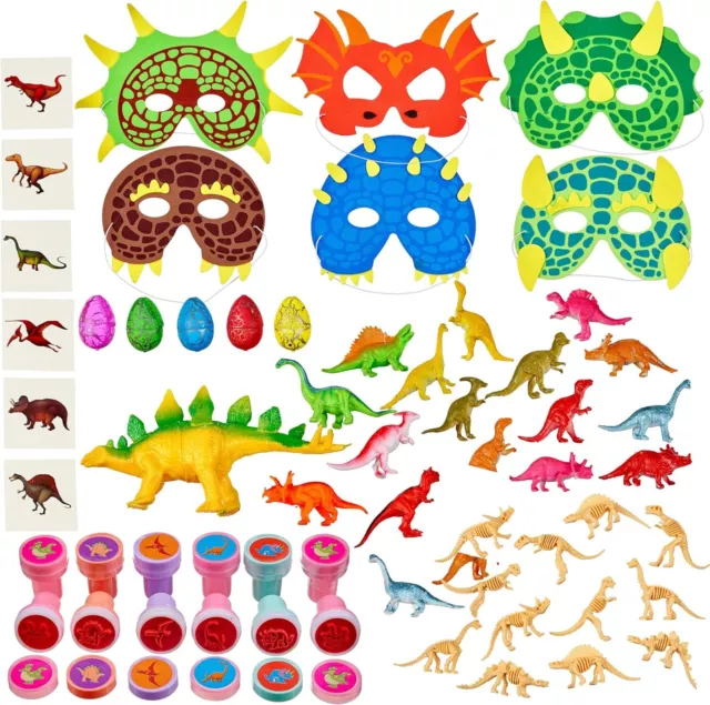 THE TWIDDLERS - 80 Dinosaurier Geschenk Party Spielzeug, Dino fossile Masken Stempel Tattoos