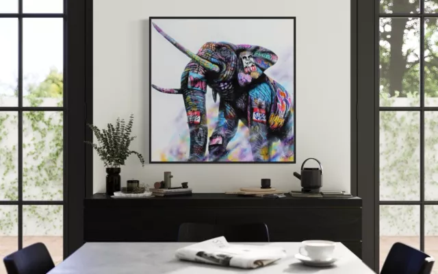 Street Art Elephant canvas print framed home decor in Australia 100x100cm