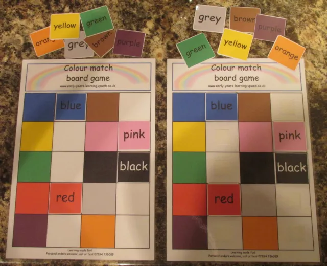 Colour Matching Game Flash Cards~sen~pre School~eyfs~first Learning~autism £499 Picclick Uk 