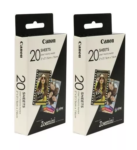 2x original Canon ZP-2030 20 Blatt für 40 Aufnahmen Zink Papier für Zoemini S2