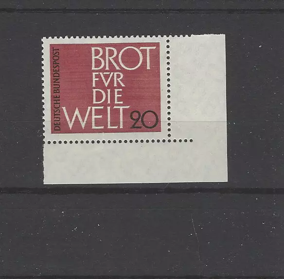 BRD **  Mi.-Nr. 389, Eckrand mit Formnummer 0, unbeschriftet/ungefaltet