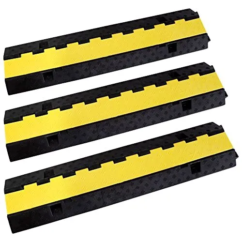 Rubber Cable Ramp Cord Cover Cable Protector Ramps Wire 2 Channel - 3 Pack