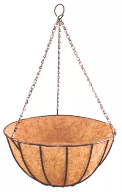 🌻12" 14" 16"  Hanging Basket Planter with Coco  Liner Round + Black Chain 🌻