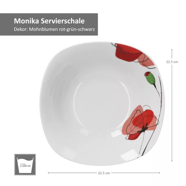 Servierschale 23cm Monika weiß rotes Blumendekor Salatschale Schüssel Schale 3