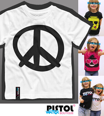 Acqua Pistol Boutique Bambini Ragazzi Ragazze Pace Logo Simbolo Segno Bianco