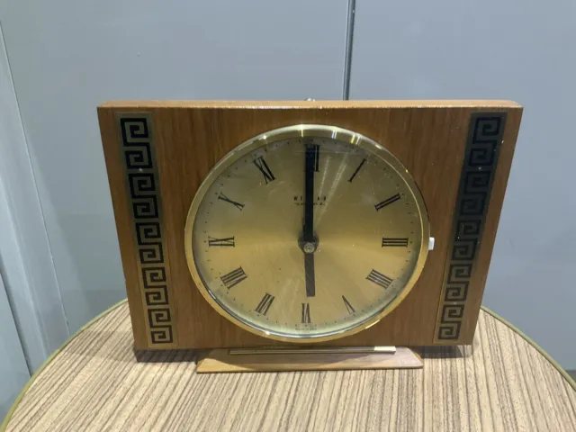 Retro Mantel Clock “Weimar Electronic “ Teak Frame 24.5 X 19 Cm