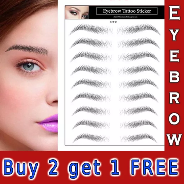 3D Eyebrow Temporary Tattoo Stickers Realistic Bionic Brow Waterproof Makeup