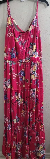 Torrid Raspberry Floral Challis Maxi Dress Size 3, US Sz 22/24