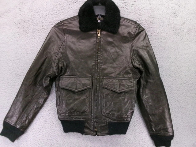 VTG Military Flight Jacket Mens 36 Small Goatskin US Navy G1  Bomber San Diego
