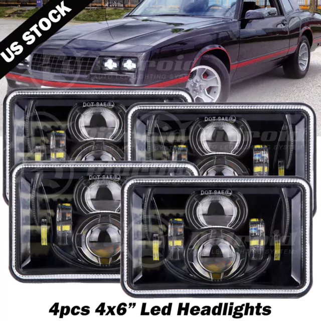 4X Approved 4x6" 120W LED Headlights DRL for Peterbilt Kenworth Freightliner