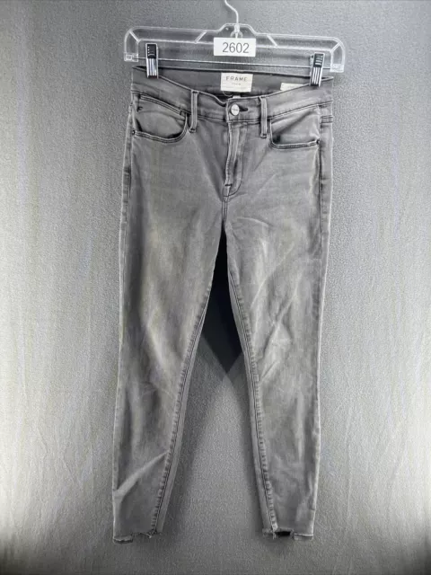 FRAME Denim Le High Skinny Crop Jeans Womens Size 26 gray  Light Wash