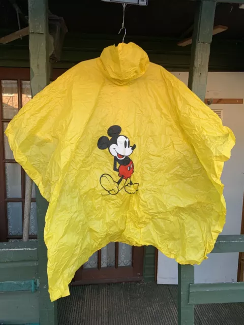 Vintage Disney World Rain Poncho Land Yellow Mickey Mouse Jacket 80's waterproof