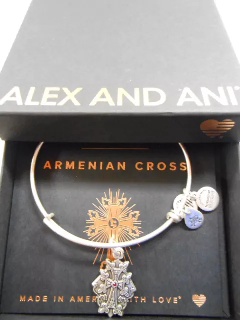 Alex and Ani Armenian Cross IV Expandable Wire Bracelet Rafaelian Silver NWTBC