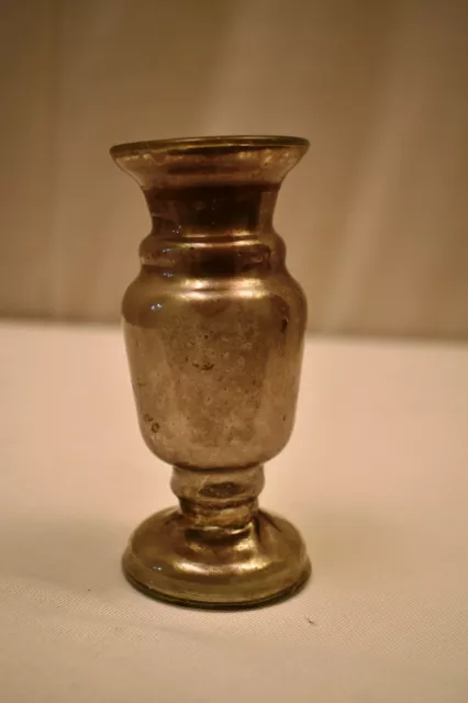 Vintage Mercury Glass Vase Flower Pot Hand Blown Pontil Decorative Collectibles"