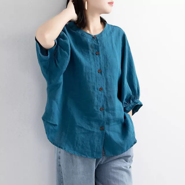 T-shirt donna cotone lino casual camicetta sciolta donna estate baggy tunica top