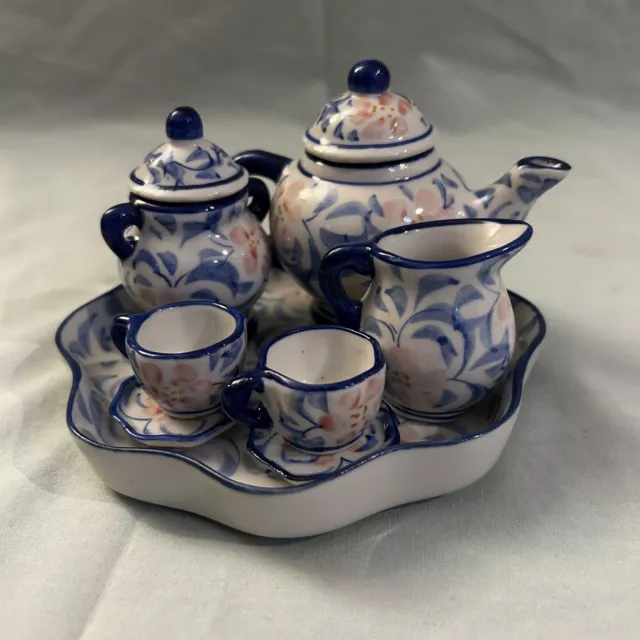 Miniature Floral Tea Set - 10 Pieces-Ceramic