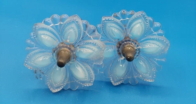 Boston & Sandwich Glass Curtain Tieback Clear Opalescent Flower EAPG Antique