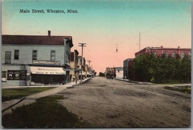 WHEATON, Minnesota Postcard MAIN STREET Downtown Scene Hand-Colored Unused 1910s