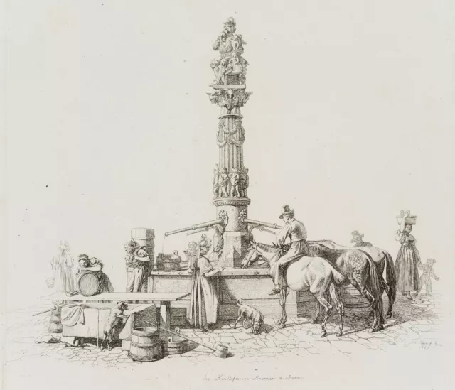 J. KLEIN (1792-1875), Der Kindlifresser-Brunnen in Bern,  1820, Rad. Architektur