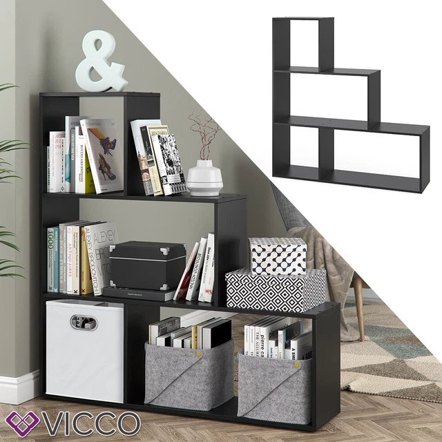 Étagère De Rangement Vicco Noa 8 Compartiments - Béton Gris - Dimensions 67x160x25 Cm - Neuf