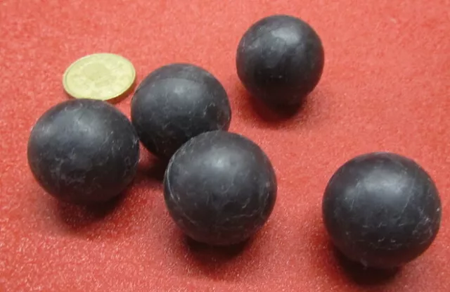 Neoprene Rubber Ball, Black,  1 1/8" Dia, 5 Pcs