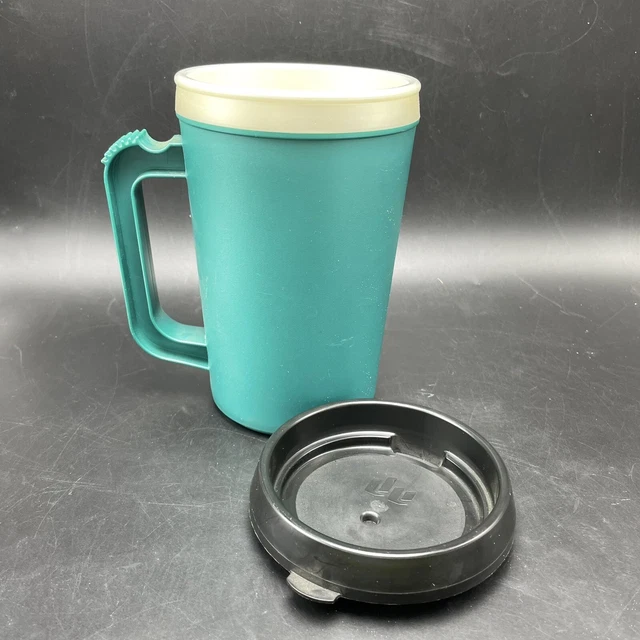 Travel Mug Cup Teal Green 34 Oz Hot Or Cold Insulated USA Black Lid