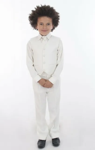 New Baby Boys 4 Piece Suit Vivaki Cream Trousers Waistcoat Tie Shirt