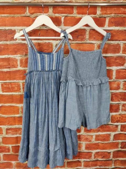 Girls Bundle Age 5-6 Years Next Blue Sun Dress Playsuit Shirred Maxi Kids 116Cm