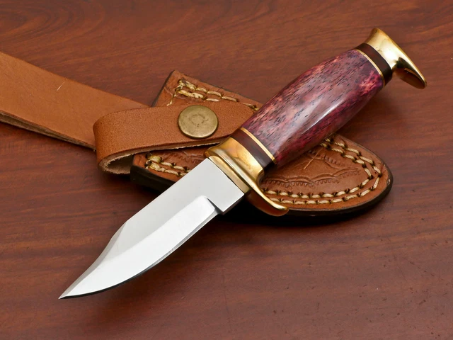 Custom Hand Made D2 Blade Steel Hunting Knife- Stained Camel Bone- Za-3354