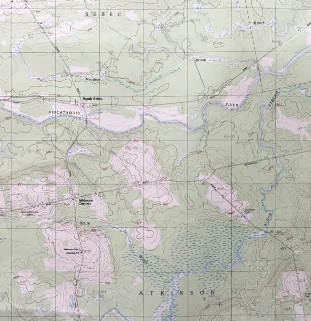 Map South Sebec Maine 1983 Topographic Geo Survey 1:24000 27 x 22" TOPO4