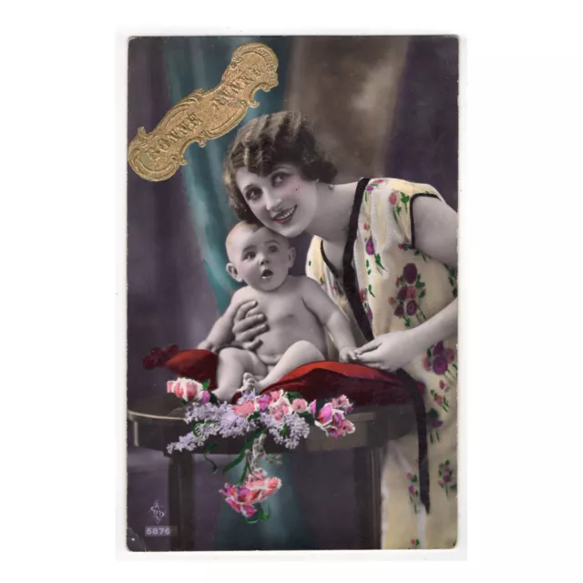 AK Neujahr / Junge Frau mit Baby, 1930
