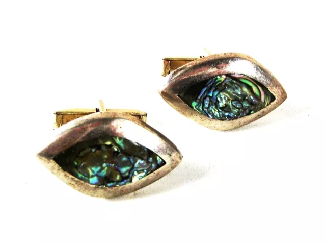 Taxco Mexican Sterling Silver & Abalone Cufflinks By JSF 41416