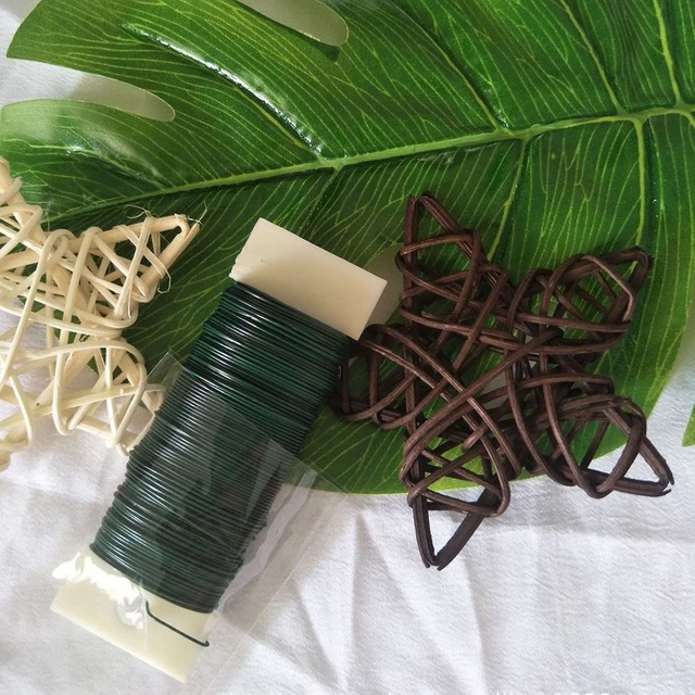 Alambre verde Navidad cuerda alambre de remo para hacer manualidades alambre de flores