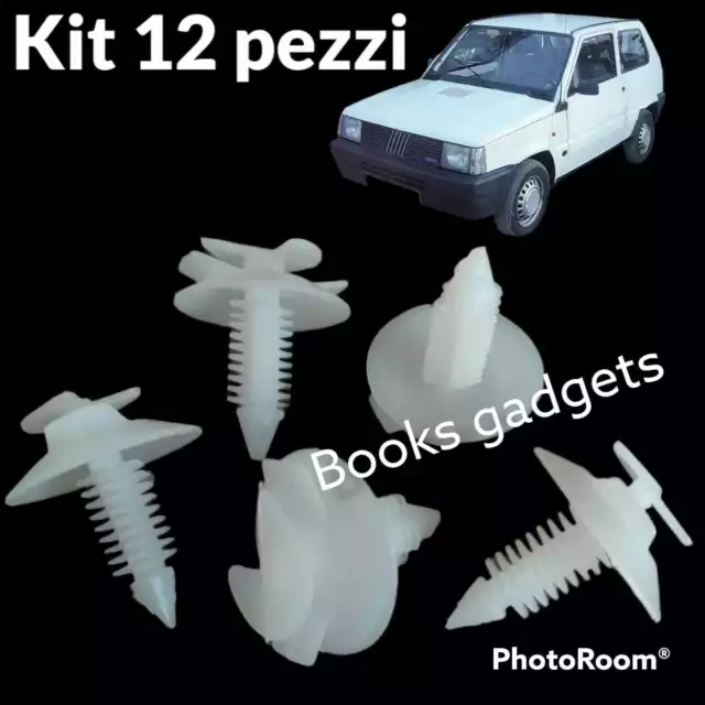 Per Fiat Panda Super Kit 12pz Bottoni Fissaggio Pannello Clip Mollette Bottone