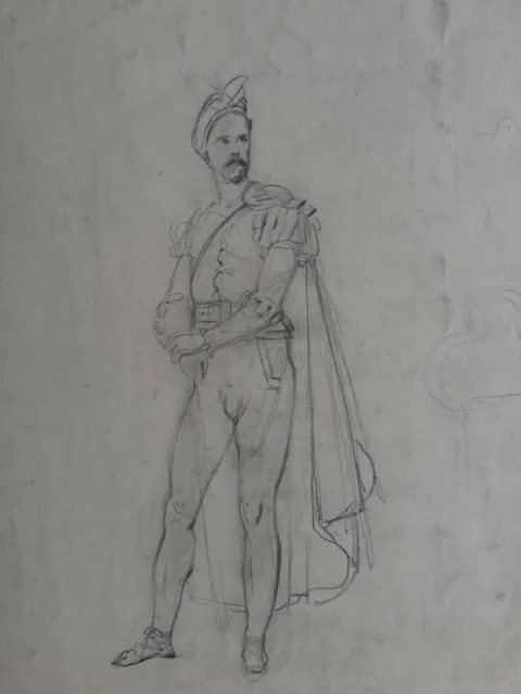 Dessin ancien 19ème portrait présumé du tsar Nicolas 2 étude