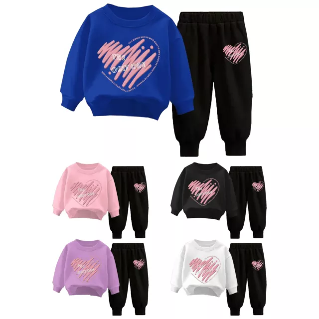 Kids Girls Loungewear Dailywear Tracksuit Walking Sweatshirt With Sweatpants