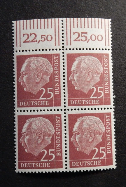 Bund, 186 xw ** Heuss Viererblock  4er-Block  mit Oberrand
