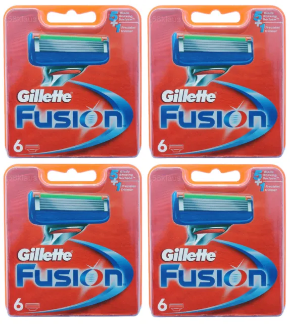 24 Gillette Fusion Rasierklingen / 4x 6er Pack = 24 Stück Klingen razor blades