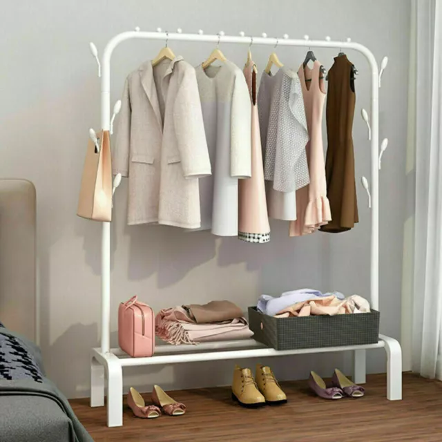 Heavy Duty Clothes Rail Metal Garment Hanging Rack Display Stand Shoes Shelf UK~