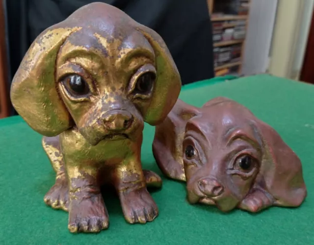 Two Vintage Freeman McFarlin California Pottery Dogs Designed By R.Hetrick.