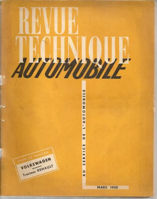 Revue Technique Automobile 71 Rta 1952 Volkswagen Coccinelle Tracteur Renault