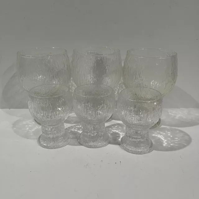 IITTALA KEKKERIT Wine Cocktail Glass Set of 6 Ice CRYSTAL Timo Sarpaneva