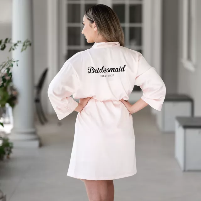 PERSONALISED Custom Printed Bridal Satin Robe Bride Dressing Gown Wedding