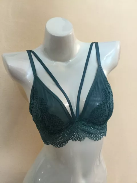 VICTORIA'S SECRET Very Sexy Crochet Lace Wireless Strappy Caged Bralette Bra L